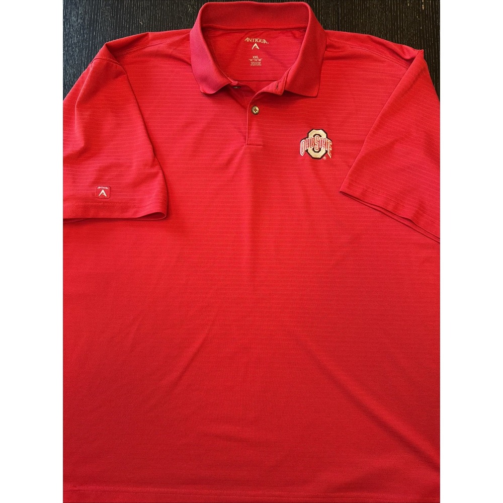Antigua Ohio State Buckeyes Polo Mens XXL Red Block O Short Sleeve Shirt